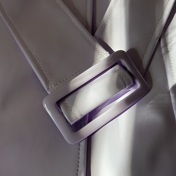 ASOS Luxe Faux Leather Coat with Faux  Fur  collar and cuffs, Lavender, 8 - Picture 9 of 9